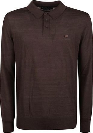 Michael Kors Merino Wol Trui met Polokraag - Heren - Ronde hals truien - Bruin - S - Wol - Truien & Vesten