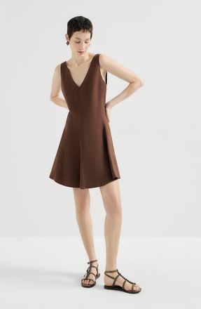 Brunello Cucinelli Fluid twill mini dress in Cocoa at Nordstrom, Size Xx-Small Eu