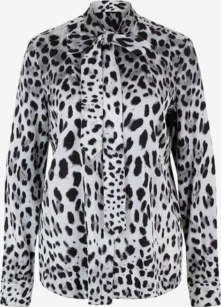 Dolce & Gabbana Seidenbluse mit Schluppe und Leopardenflecken