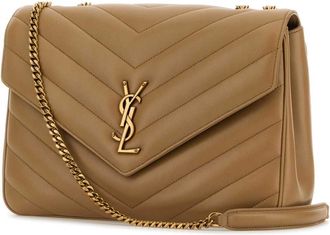 Saint Laurent Womens Loulou Shoulder Bag Beige Lamb