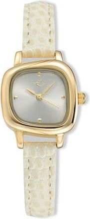 Ettika Wavy Snakeskin Embossed Leather Strap Watch in Vanilla at Nordstrom Rack