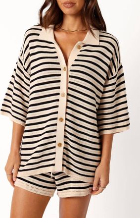 Runaway The Label Reggie Short Sleeve Sweater And Short Set In Taupe/black