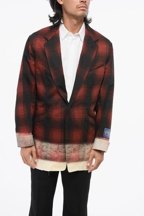 Maison Margiela MM1 Blazer a Un Bottone in Cotone Effettoo Sfumato con Tasche ad Aletta Maison Margiela