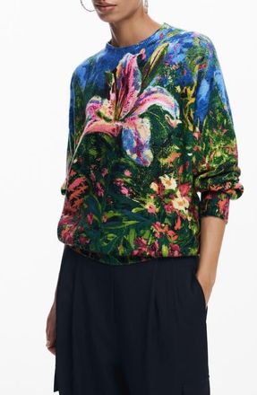 Desigual Print Pullover in Black Multi at Nordstrom, Size Medium