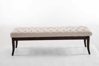 Clp Taburete Recibidor Ramses En Tela & Madera Oscura Crema 150 Cm