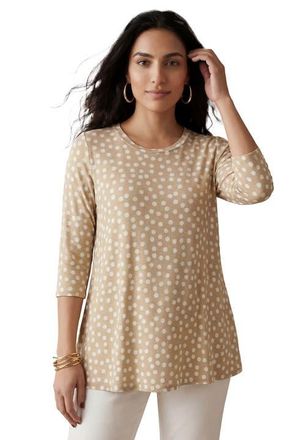 Jessica London Stretch Knit Swing Tunic in New Khaki Dot at Nordstrom, Size 44