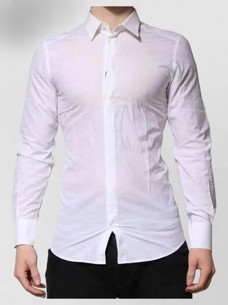 Dolce & Gabbana cotton slim-fit dotted long-sleeve dress shirt