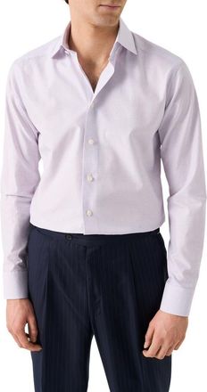 Eton Contemporary Fit Check Cotton Twill Dress Shirt in Light Purple at Nordstrom, Size 18.5