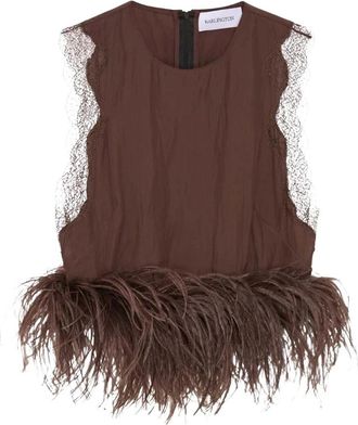 16Arlington Dickens Top - Dames - Tops zonder mouwen - Bruin - XS - Polyester - Tops
