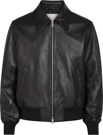 Ami Ami Paris Adc Grained Leather Bomber Jacket - Black - L