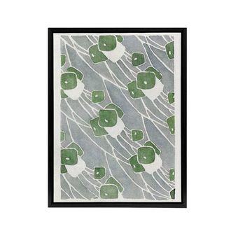 Artery8 Green Geometric Pattern Framed Canvas Wall Art Print Overbeck in Grey | Size: W24 x H32