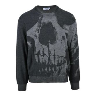 Alexander McQueen Truien & Vesten, Heren, Grijs, M, Wol, Maglioncino Girocollo