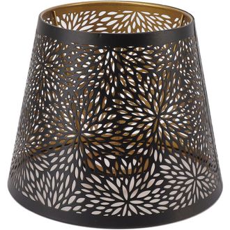 OEM Paralume In Ferro Traforato Nero - Design Interno Dorato - Attacco E27/e26 Per Lampada Da Soffitto O Da Tavolo - Altezza 15 Cm, Diametro 19 Cm -crezuo