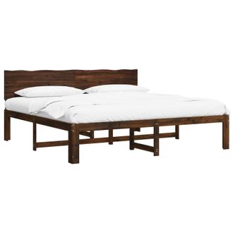 vidaXL Cama Doble Con Cabecero Rostock Marr&oacute;n Oscuro 180 X 200 Cm Vidaxl