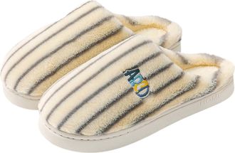 Generic Mens Womens Plush Slippers Slip-On Striped Soft Fleece Fuzzy Indoor House Couples Slippers Memory Foam Soft Sole Warm Home Shoes Footwear Lightweight 