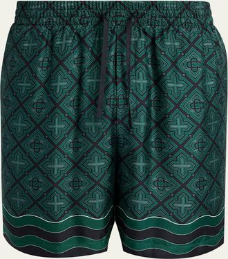 Casablanca Mens Radiating Monogram Silk Shorts