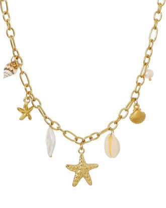 Adornia Adornia 18K Plated Stainless Steel 10Mm Pearl Tarnish-Resistant Charm Necklace