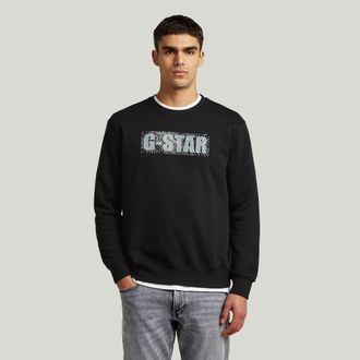 G-Star Logo Crew Neck Sweater - Zwart - Heren