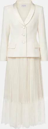 Self Portrait Boucl&eacute; and chiffon midi dress