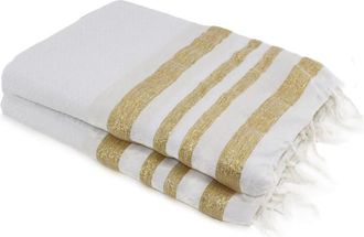 Febronie Futa XXL algod&oacute;n blanco / dorado 200x200