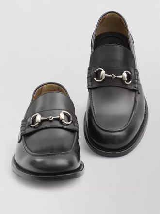 Gucci leather loafers horsebit detail flat sole
