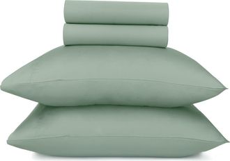 California Design Den Signature Comfort 100% Egyptian Cotton Soft Sateen Sheet Set in Mint Green at Nordstrom, Size California King