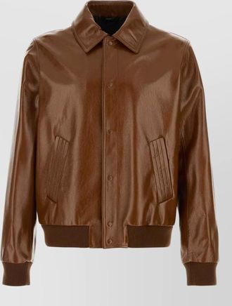 Fendi leather jacket collared design front pockets