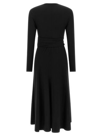 Brunello Cucinelli Virgin Wool Wrap Midi Dress - Black