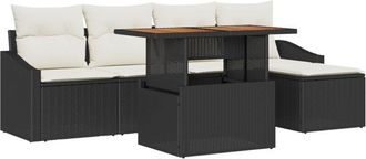 vidaXL Vidaxl - Garden Sofa Set with Storage 6 pcs Black Poly rattan