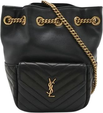 Saint Laurent Pre-owned Leren Bucket Bag - Dames - Vintage Tas - Zwart - ONE Size - Leer - Vintage