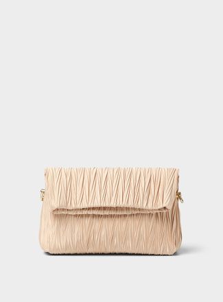 Simons Womens Pleated satin evening bag