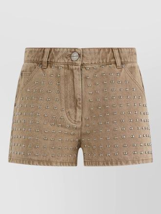 Pinko denim studded high-rise short shorts
