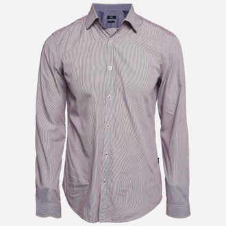 HUGO BOSS Boss By Hugo Boss Purple Stripe Cotton Slim Fit Shirt