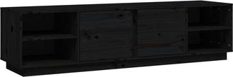 vidaXL Vidaxl - Mueble De Tv Madera Maciza De Pino Negro 156x40x40 Cm