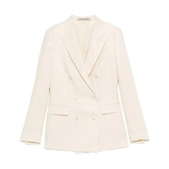 Tagliatore Jassen, Dames, Wit, L, Leer, Parigi Double-Breasted Blazer
