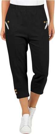 Generic Womens Capri Trousers Ladies Three Quarter Soft Stretchy 3/4 Cropped Pants UK Ladies Pull on Trousers Elasticated Waist Plus Size Summer Shorts Runnin