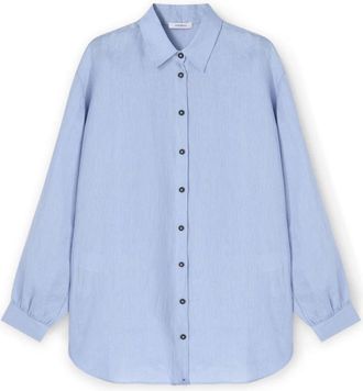 Motivi Overhemden, Dames, Blauw, L, Linnen, Linnen Overhemd