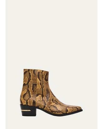 Amiri Mens Python-Embossed Leather Ankle Boots