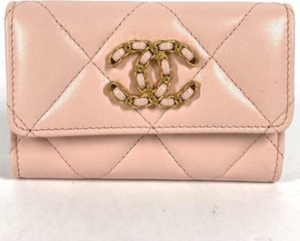 Chanel Pink Leather Coin Purse/Coin Case (Pre-Owned)