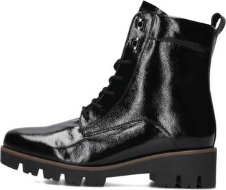 Gabor Zwarte leren veterlaarzen - Dames - Veterlaarzen - Zwart - 41 EU - Leer - Schoenen