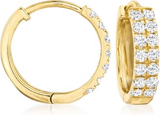 Ross-Simons Diamond Huggie Hoop Earrings in 14kt Yellow Gold