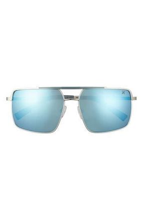 Hurley Explorer 58mm Polarized Navigator Sunglasses in Silver/Smoke Base at Nordstrom Rack