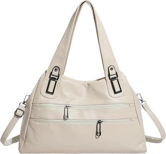 Generic Women PU Leather Shoulder Crossbody Bag with Zipper for Daily Use (White)