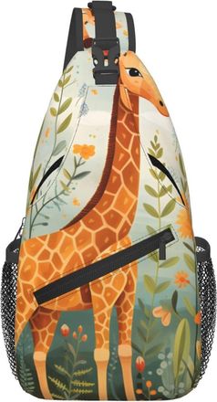 Generic Giraffe In The Flowers Crossbody Bag Lightweight Sling Bag Trendy Backpack For Traveling Workout Cycling