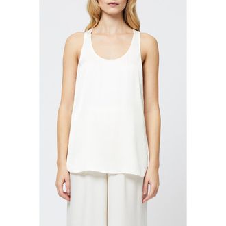French Connection Ennis Satin Racerback Tank in Porcelain Cream at Nordstrom Rack, Size X-Small