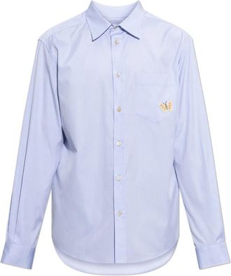 Valentino Garavani Shirt met zak - Heren - Zakelijke Overhemden - Blauw - 2XL - Katoen - Overhemden