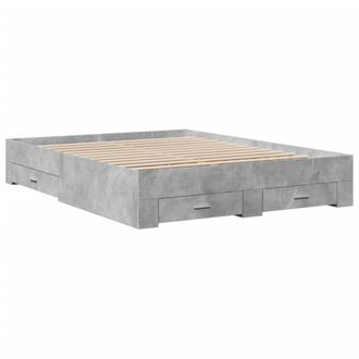 Berkfield Home Modern Bed Frame with Drawers without Mattress Concrete Grey 140x