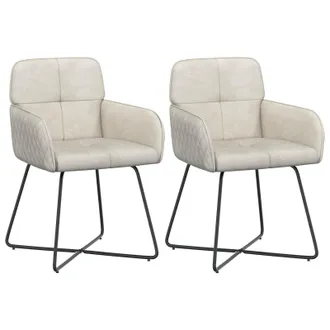 vidaXL Sedie Da Pranzo 2 Pz Velluto Crema 59 X 56,5 X 86 Cm Vidaxl