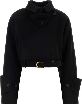Chlo&eacute; Cropped Jas van Double-Face Wol - Dames - Zomerjassen - Zwart - L - Wol - Jassen