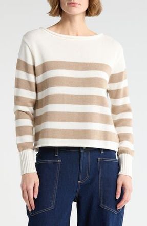 Vigoss Stripe Boat Neck Sweater in Creme/Oatmeal at Nordstrom Rack, Size X-Large